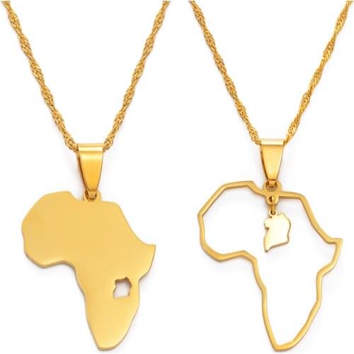 Anniyo Uganda Map Pendant Necklaces Gold Color Jewelry Map Ugandan Gift #160321