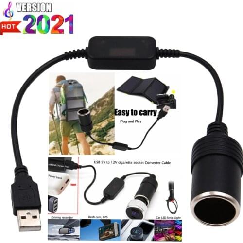 USB to 12V DC Car Cigarette Adapter Lighter USB Male to 12V Car Converter Adapter Lighter Socket Female Power Converter Plug