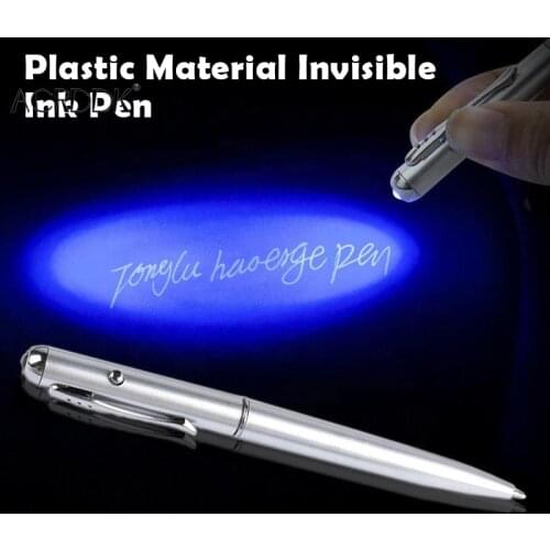 Plastic Material Invisible Ink Pen Ballpoint Pens Office School Supplies With Uv Light Secret Writing Ballpoin Pen FL