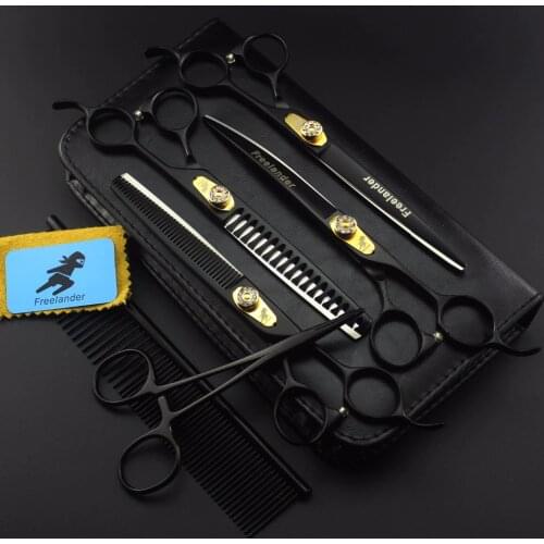 Top quality Professional 7 Inch JP440C Pet Dog Grooming Scissors Kit Cutting&Curved Scissor&thinning Shears for Dog Grooming