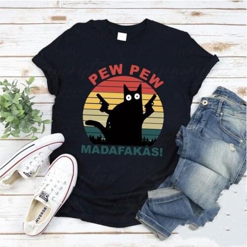 Pew Cat Madafakas Shirt Women Cotton Kawaii Fashion Shirt Plus Size O Neck graphic Mama T-shirt Short Sleeve Top Tees goth y2k