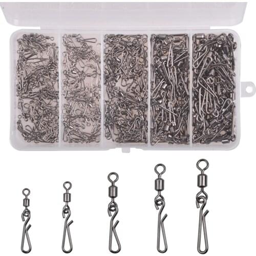 300Pcs/box Fast Lure Fishing Connector Brass Rolling Swivels Quick change Interlock Snap Terminal tackle Fishing Accessories