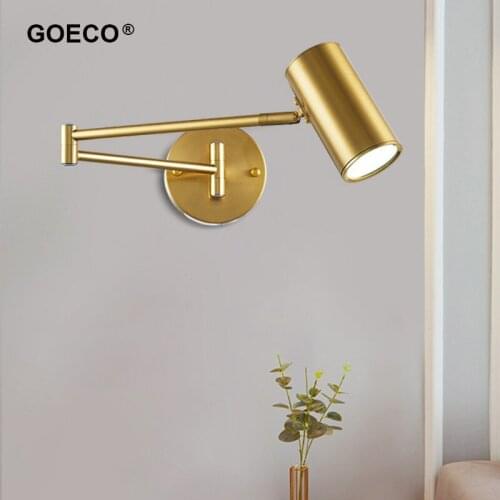 Modern Adjustable Swing Long Arm LED Golden Wall Lamp For Bedroom Living Room Study Bedside Lighting Wall Sconce Home Decor
