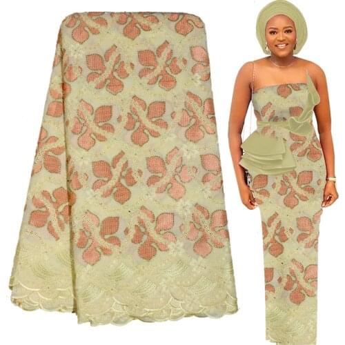 Fabricbob Latest 100% Cotton Swiss Voile Lace Fabric 2021 High Quality Nigerian Party Wear Gown Embroidery 5 Yards Lace Materia