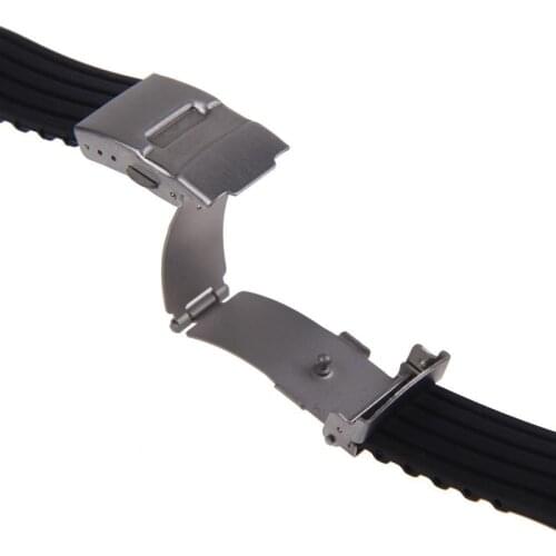 18-24mm Waterproof Silicone Rubber Chic Wrist Watch Strap Band Deployment Buckle 87HB