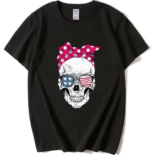 Skull Scarf Sunglasses Print T-shirt Women Short Sleeve Summer Pattern T-shirt Teen Fashion Top Fashion T-shirt Women 2021