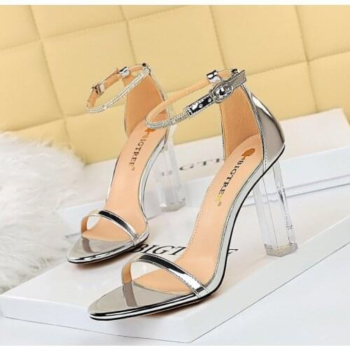 2021 Summer Women 9.5cm High Heels Crystal Sandals Bling Silver Black Heels Suede Pumps Lady Plus Size 43 Wedding Bridal Shoes