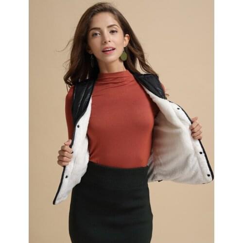 New Autumn Winter Fashion Warm Down Cotton Vest Women V-Neck Sleeveless Parkas Thick Velvet Short Coat Windproof Waistcoat Mw546