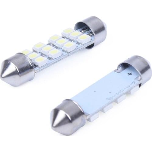 10 x 41mm 12 3528 SMD LED Bulbs White Car Dome Festoon Interior Light
