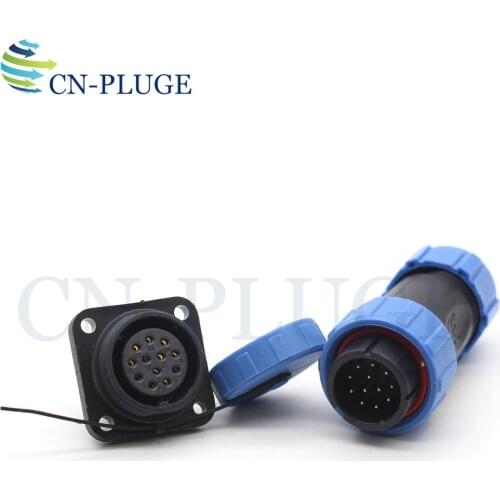 SP21 12 pin Wire Connector, Automotive Industrial Waterproof Square Panel Mount Cable Connector Plug & Socket IP68