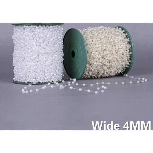 4MM Wide Luxury White Beige Glitter Beads 3D Lace Trim Ribbon Wedding Brides Headwear DIY Material Home Decorative Accessories