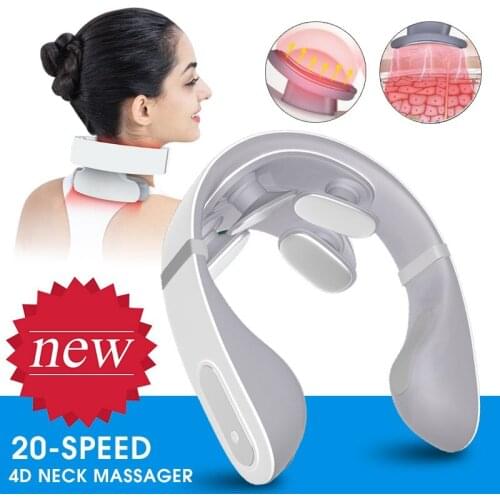 4D electric neck massager Cervical Pulse Pain Relief Far Infrared Heating Smart Physiotherapy Equipment 20-Speed Health Care