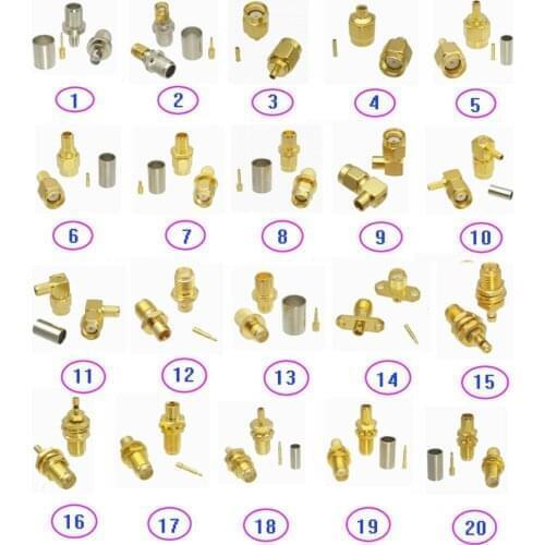 5pcs RP-SMA Crimp / Solder For RG316 RG174 / RG58 RG142 / RG8X / RG402 / RG405 /1.13mm / RG178 / RG8 LMR400 / RG5 RG6 Connector