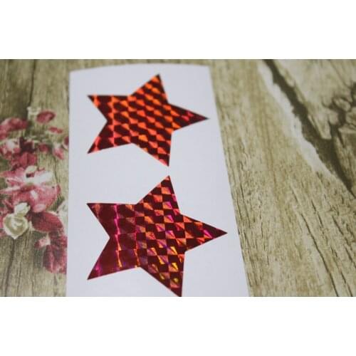 5cm Red Hologram Star Stickers - Great for envelope sealing