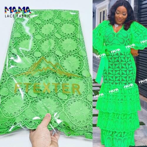 5 Yards Nigerian Lace Fabric High Quality 100% Cotton Lace Fabric Embroidered Swiss Voile Lace For Franch Wedding Material