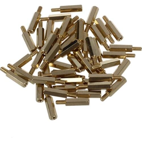 50 Pcs Screw PCB Stand-off Spacer Hex M3 Male x M3 Female 15mm Length