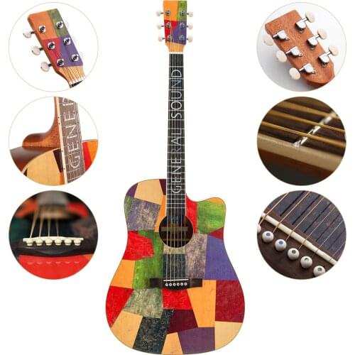 GENERAL SOUND 41-Inch Acoustic Folk Guitar Cutaway Dreadnought Guitar Sitka Spruce Top with Gig Bag