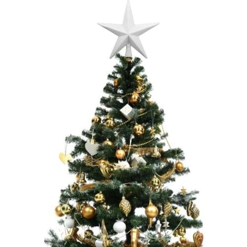 White Xmas Tree Toppers Plastic Resin 20cm Star Christmas Festival Ornament New Year Home Party Decorative Accessories