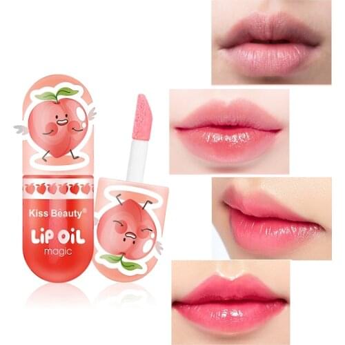 Lip Gloss Temperature Color Changing Moisturizing Hydrating Peach Liquid Lipsticks Mini Cute Capsule Serum Makeup Cosmetics