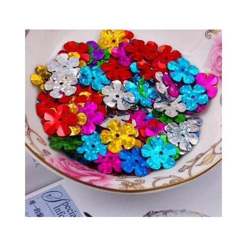 500pcs/lot Flower Sequins 14mm PVC Decoration Sewing DIY Wedding Craft Scrapbook For Clothing Multi Laser Colors Spangles
