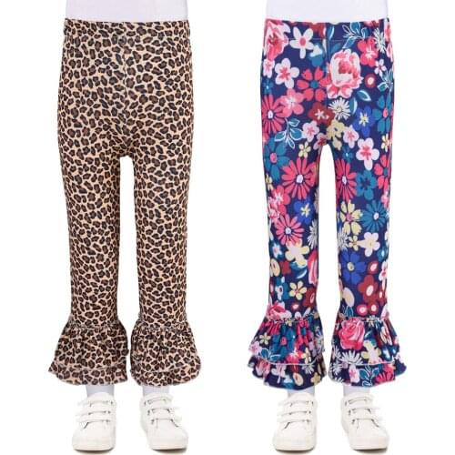 2021 Baby Kids Girls Pants Childrens Baby Cotton Casual Spring And Autumn New Fashionable Trouser Leopard Print Bell-Bottoms