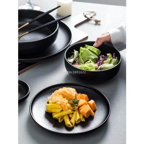 European Frosted Ceramic Bowl Large Bowl of Salad Bowl Western Steak Pasta Dish Sauce Dish