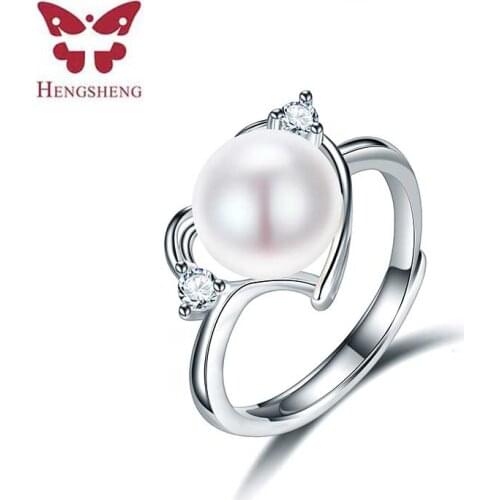 HENGSHENG 2019 new fashion 100% pearl ring high quality 9-9.5mm freshwater pearl jewelry for women mothers day gift ring