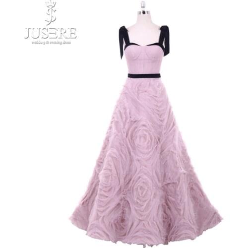 Jusere Cameo Brown A-Line Sweetheart Tank Ruched Boning Sewn Outside Rose Flowers Evening Dresses Floor-Length Prom Party Gown