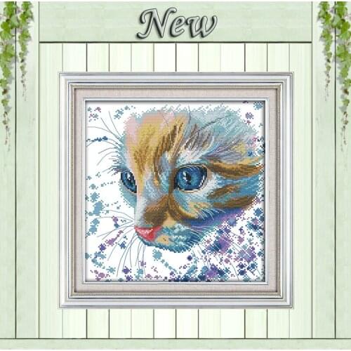 Watercolor cat animals home Decor paintings counted printed on canvas DMC 11CT 14CT kits Cross Stitch embroidery needlework Sets