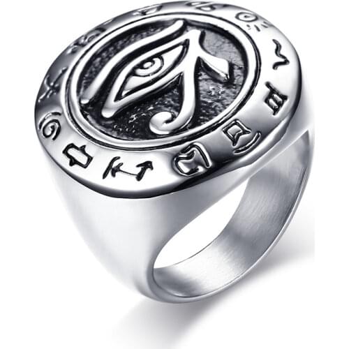JHSL Brand Punk Male Men Rings Classic The Eye of Horus Design Fashion 316L Stainless Steel Jewelry size 8 9 10 11 12 RC379S