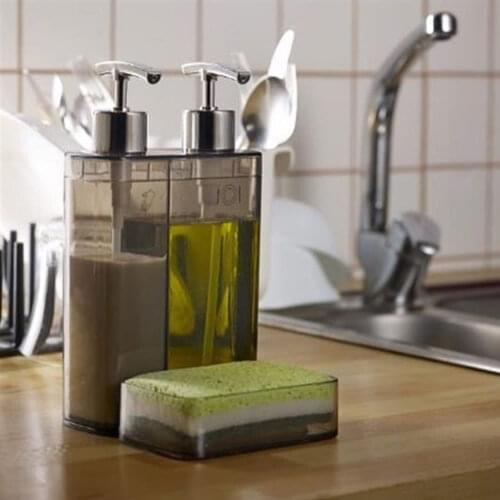 900 ml Liquid Soap Box Detergent Pump Dish Sponge Holder Kitchen Bathroom Organizer Easy Filling Luxury Stylish Cleaning