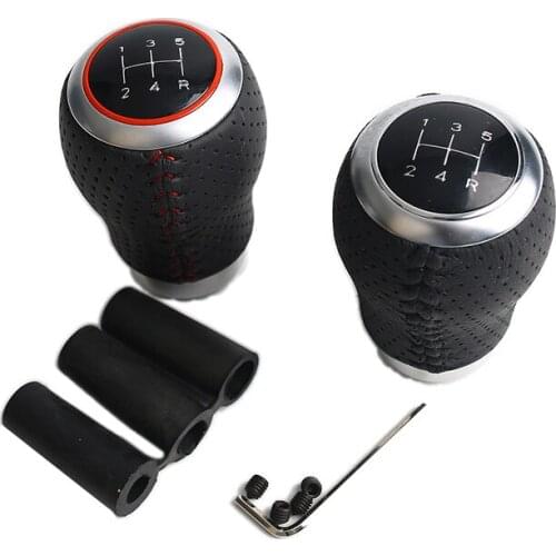 Leather 5 Speed Leather 77mm Manual Transmission Universal Racing Sport Gear Shift Knob