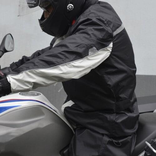 Motorcycle Raincoat Adjustable Windproof Black Reflective Electromobile Cycling Rainwear for Adult