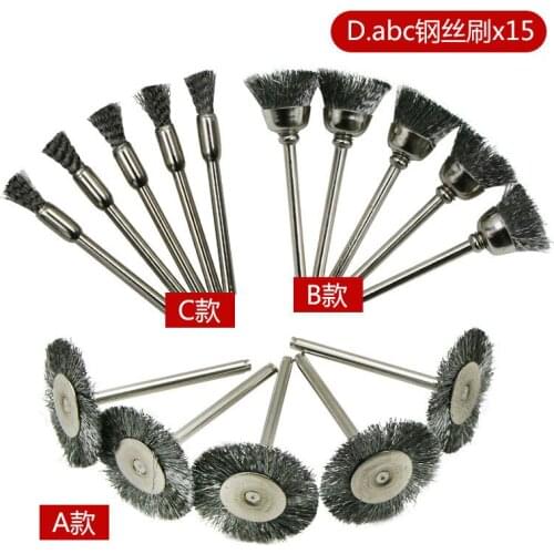 15pcs Brush Set Steel Wire Wheel Burr Abrasive Head Deburring Drill Tools Wheel Dremel Wire For Dremel Tools Accessories
