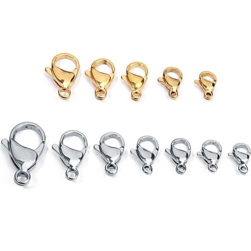 10pcs Stainless Steel Lobster Clasps 9*6mm 10*6mm Gold Silver Color for Necklace Bracelet Connecter DIY Jewelry Findings