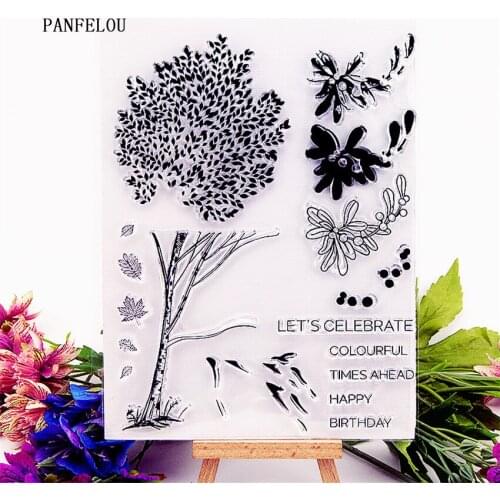 PANFELOU Falling leaves Transparent Silicone Rubber Clear Stamps cartoon for Scrapbooking/DIY Easter wedding album