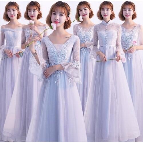 Bridesmaids Dresses Illusion V-Neck Embroidery Full Lace Tulle Off The Shoulder Luxury A-Line Wedding Party Gown For Women E090