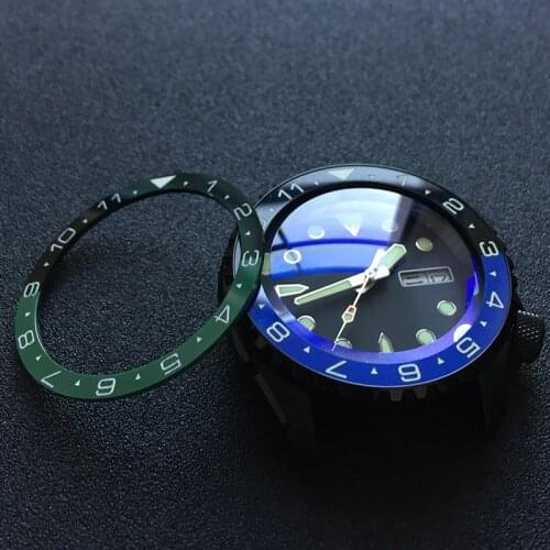 Flat ceramic bezel insert 38*31.5mm Double color No Luminous For Seiko SKX007 SKX009 watch parts