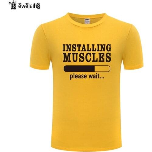 Installing Muscles Novelty T Shirt Men Funny Cotton Short Sleeve O Neck Tshirt Streetwear New T-Shirt for Men camisetase hombre