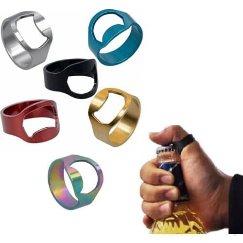 22MM Portable Mini Ring Beer Bottle Opener Stainless Steel Finger Ring-shape Bottle Beer Cap Opening Remover Kitchen Bar Tools