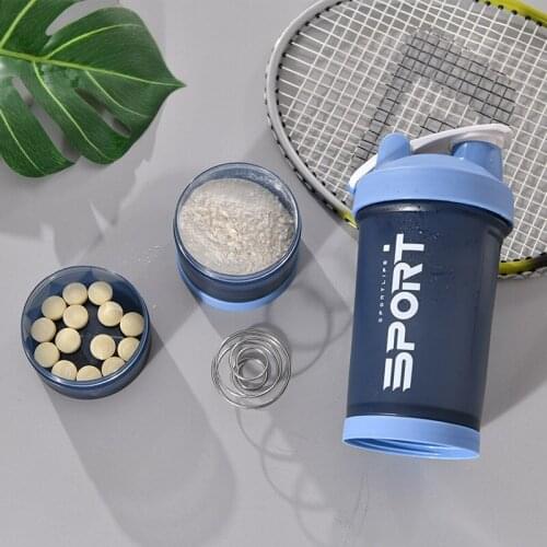 Protein Powder Water Bottles Portable Eco Friendly Shaker Flask with Compartment for Sports