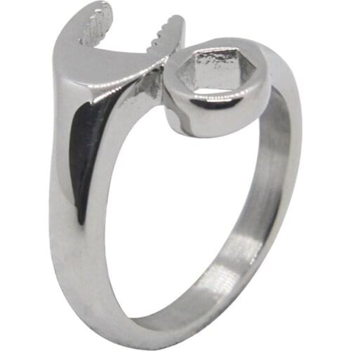 Size 7-13 New Design Wrench Biker Ring 316L Stainless Steel Fashion Punk Style Spanner Ring