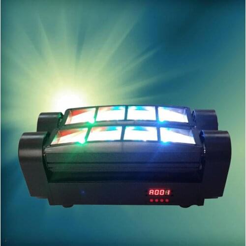 DMX Stage Moving Head Light 8x10W RGBW 4in1 LED Mini Spider Beam Light for Weeding Disco Bars DJ KTV Party
