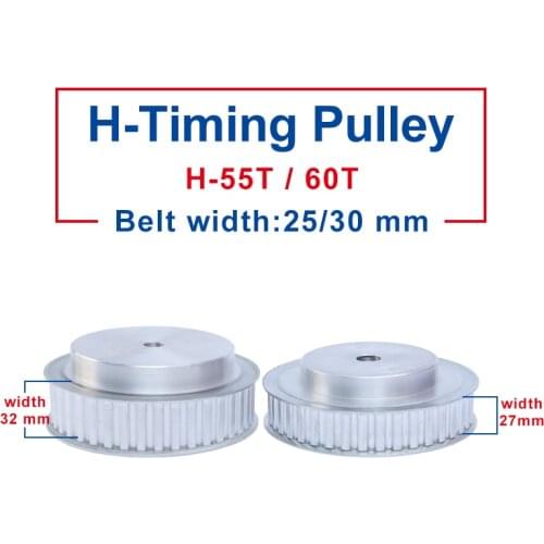 Timing Pulley H-55T/60T Aluminum Material Pulley Wheel Process Hole 16 mm Slot Width 27 mm Match With H-Timing Belt width 25 mm