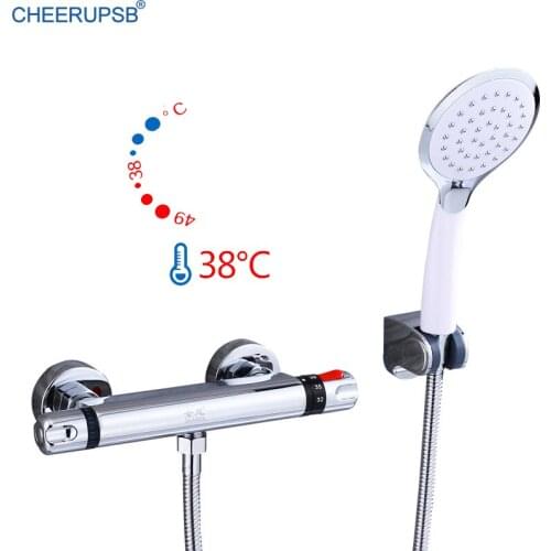 Thermostatic Bathtub Faucet Wall Mounted Solar Energy Shower Tap Brass Water Heater Faucets Hand Held Sprayer Bath Shower System