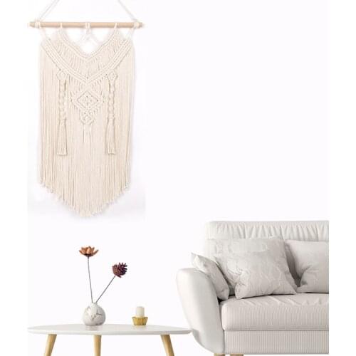 Hollow Out Nordic Hand Woven Tapestries Home Decoration Simple Wall Hanging Beige Room Geometric Tapestry Wall Decoration