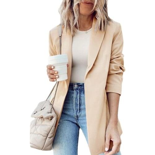 Womens Autumn And Winter Suit Coat Cardigan Top Lapel Slim Fit New Office Women Blazers Casual Long Sleeve Jackets Slim Coat