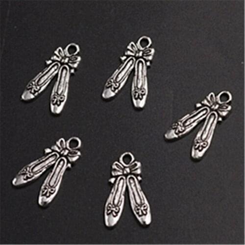 10pcs Silver Plated Dance Shoes Charm Alloy Pendant Fashion Bracelet Necklace DIY Metal Jewelry Handmade Accessories 22*12mm