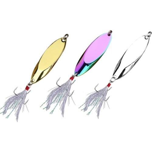 10 Pcs/Pack Fishing Spoons Lures Bass Baits Jigging Bait with Treble Hooks Hard Metal Spoon Fishing Lure Pick Silver Gold