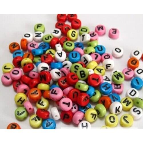 Free Shipping Wholesale 1000pcs Mixed color alphabet Acrylic press Gram Beads 7x4mm DIY